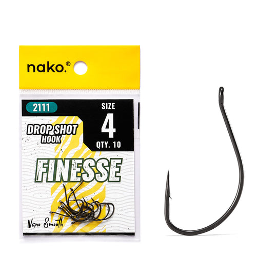 Nako Finesse Drop Shot Hooks | Drop Shot Worm Hooks | 10 Piece | Nano Smooth Coating