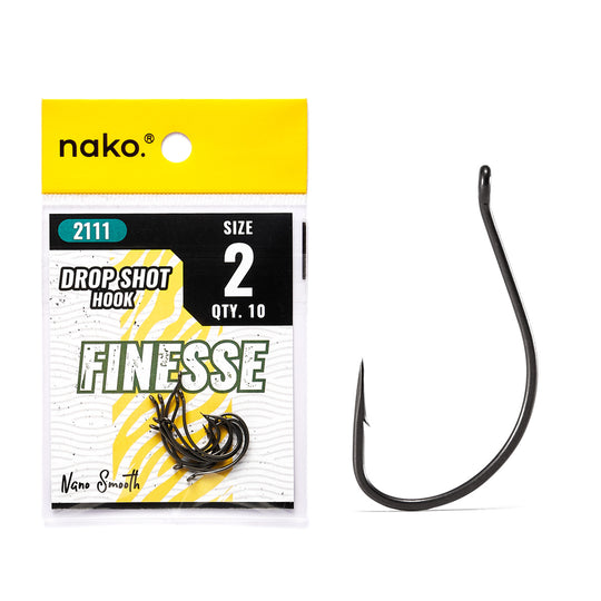 Nako Finesse Drop Shot Hooks | Drop Shot Worm Hooks | 10 Piece | Nano Smooth Coating