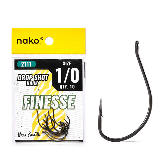 Nako Finesse Drop Shot Hooks | Drop Shot Worm Hooks | 10 Piece | Nano Smooth Coating