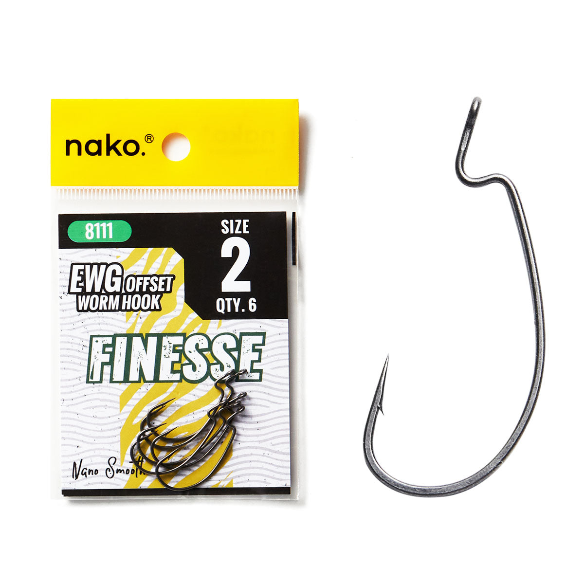 Nako Offset Shank Worm Hook Finesse EWG #2 Nako Offset Shank Worm Hook Finesse EWG #2