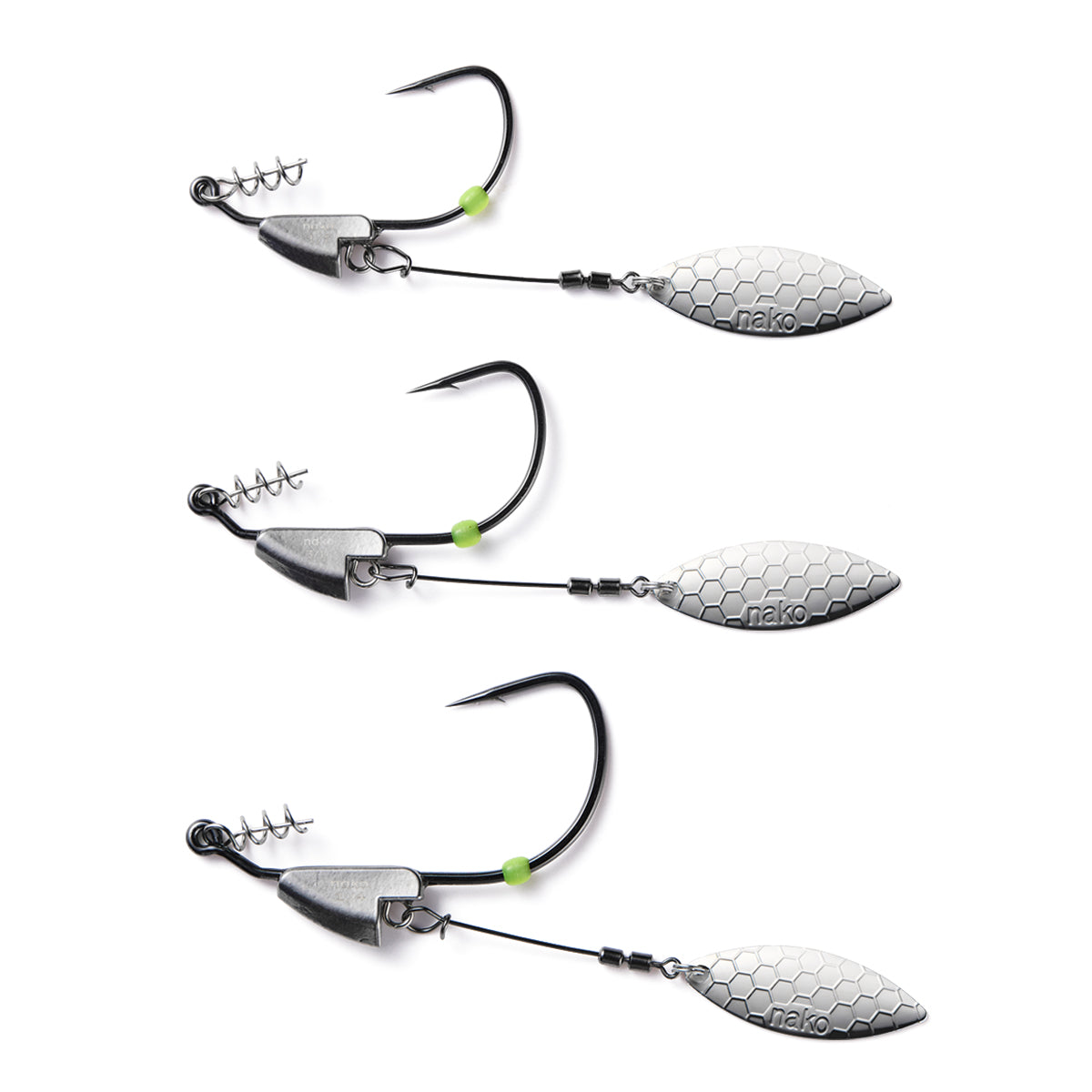 Nako Tungsten Underspin weighted swimbait hooks with willow blades for bass fishing