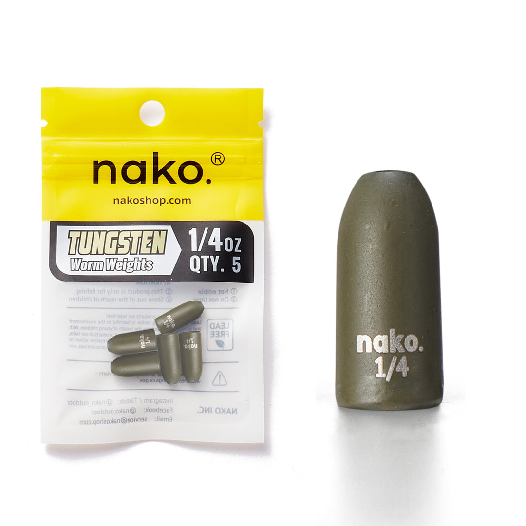 200% Sensitive Tungsten Worm Weights | Bullet Weights | 2 Colors 5 Pack