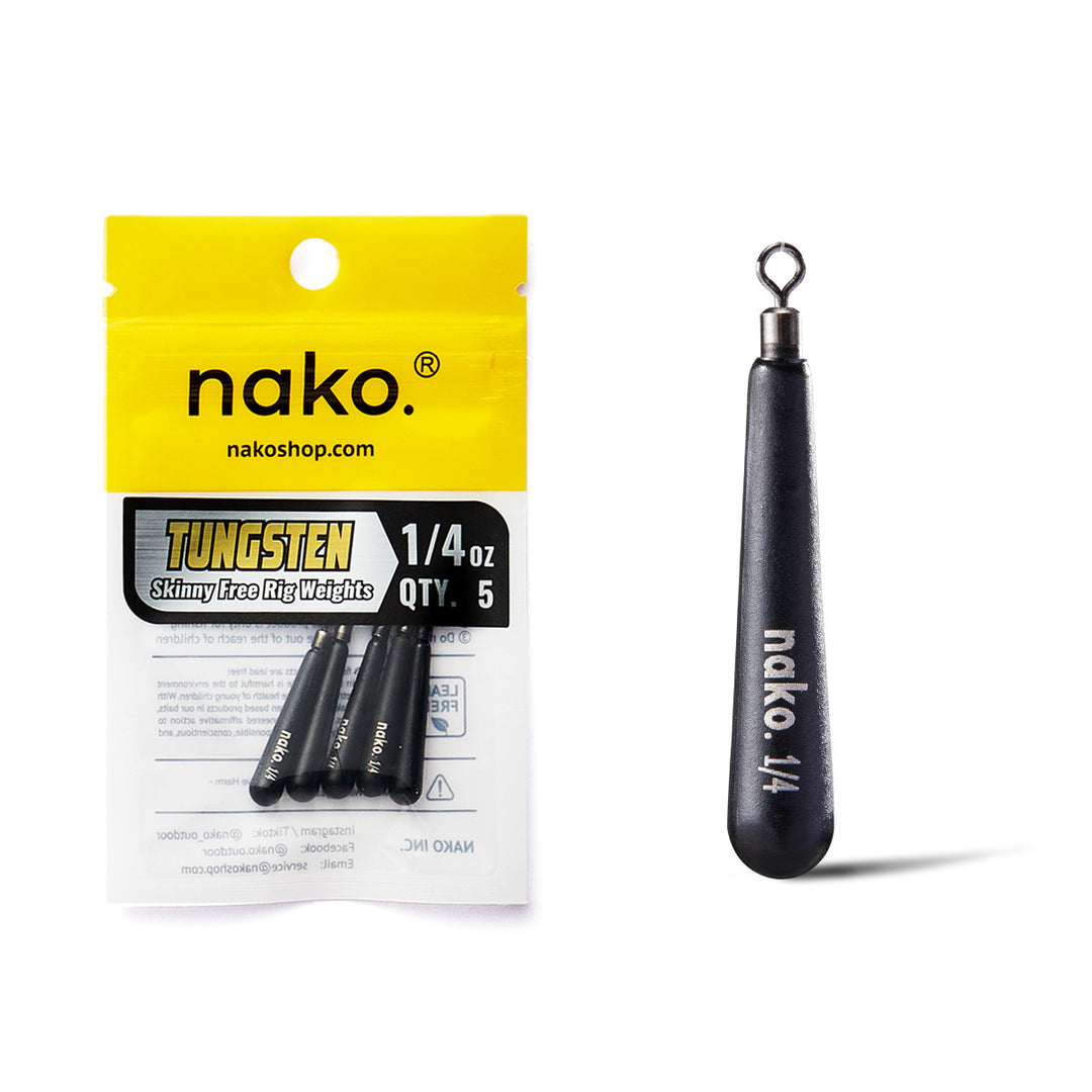 97% Density Tungsten Free Rig Skinny Drop Shot Weights | 5 Pack | Round Eye Free Rig Weights