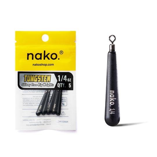97% Density Tungsten Free Rig Skinny Drop Shot Weights | 5 Pack | Round Eye Free Rig Weights