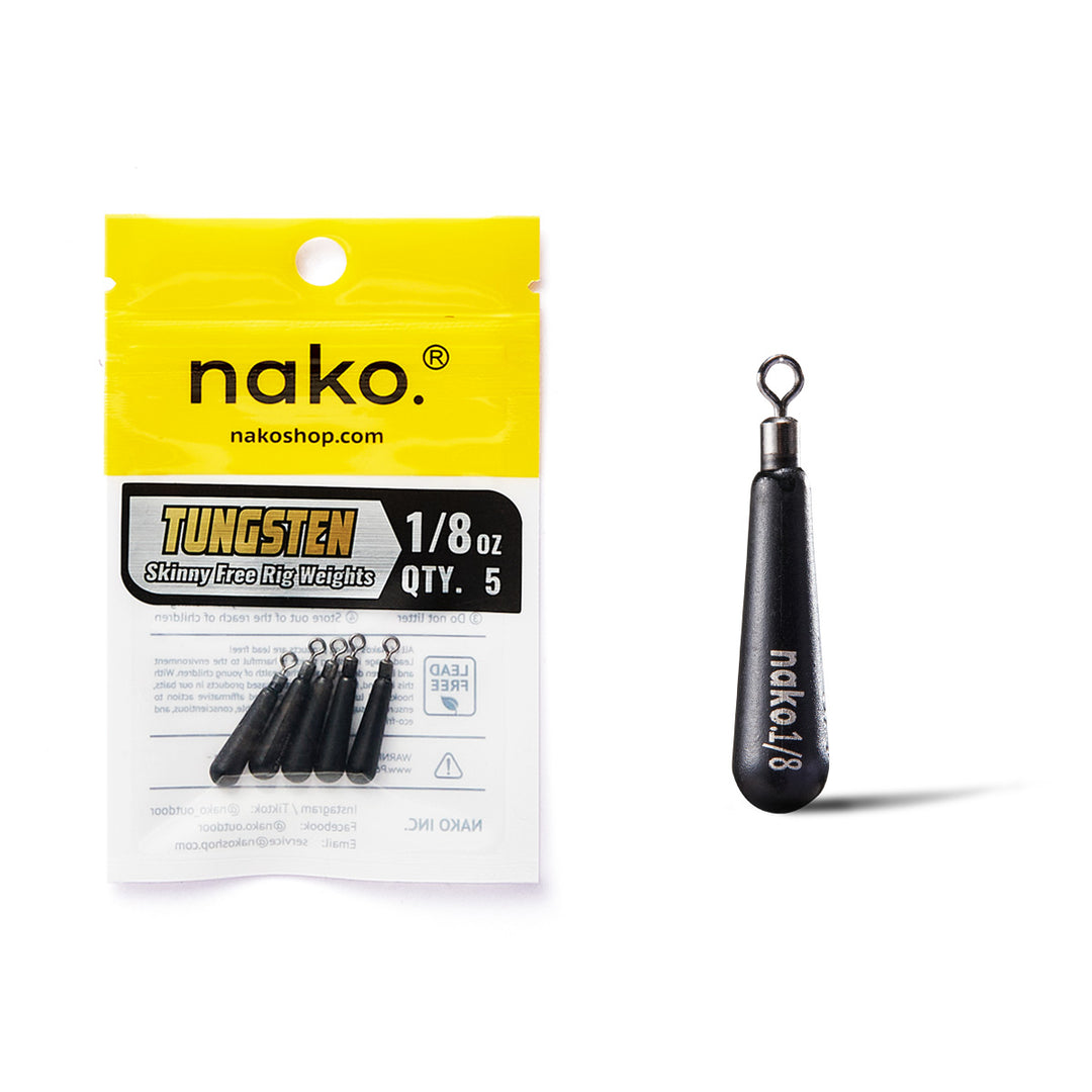 97% Density Tungsten Free Rig Skinny Drop Shot Weights | 5 Pack | Round Eye Free Rig Weights