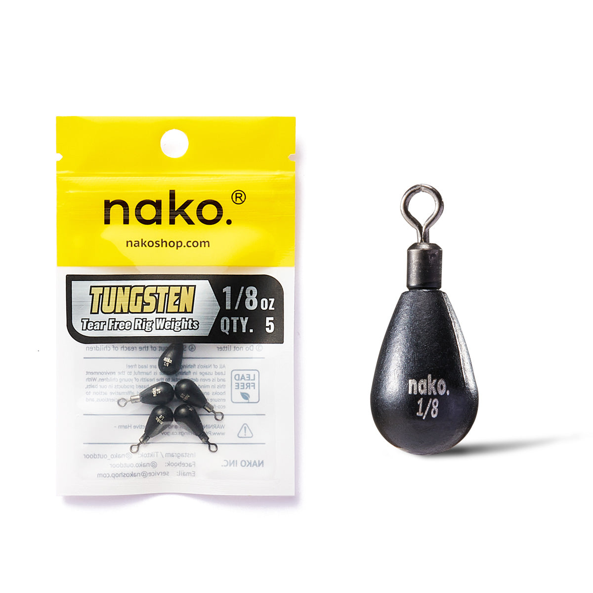 Order 10-Piece Tungsten Free Rig Tear Drop Shot Weights Bulk