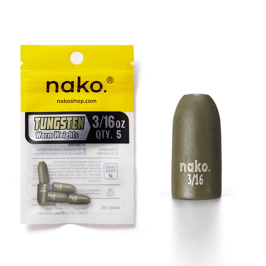 200% Sensitive Tungsten Worm Weights | Bullet Weights | 2 Colors 5 Pack