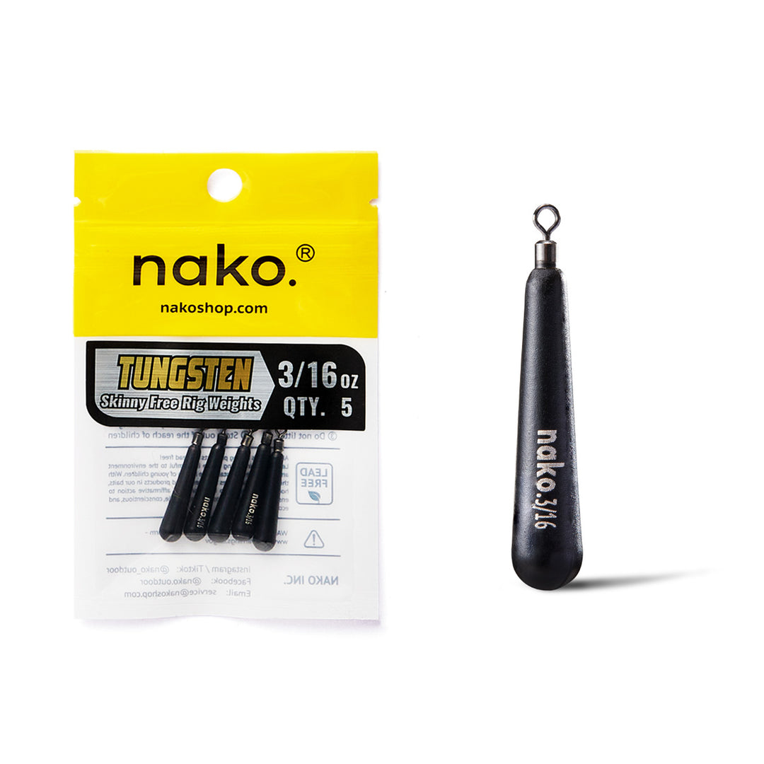 97% Density Tungsten Free Rig Skinny Drop Shot Weights | 5 Pack | Round Eye Free Rig Weights