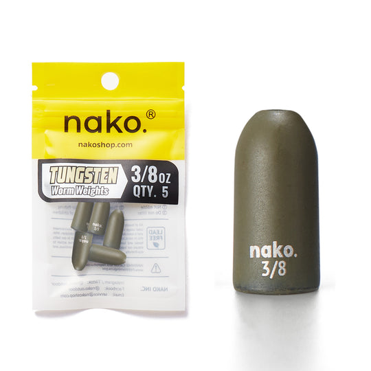 200% Sensitive Tungsten Worm Weights | Bullet Weights | 2 Colors 5 Pack