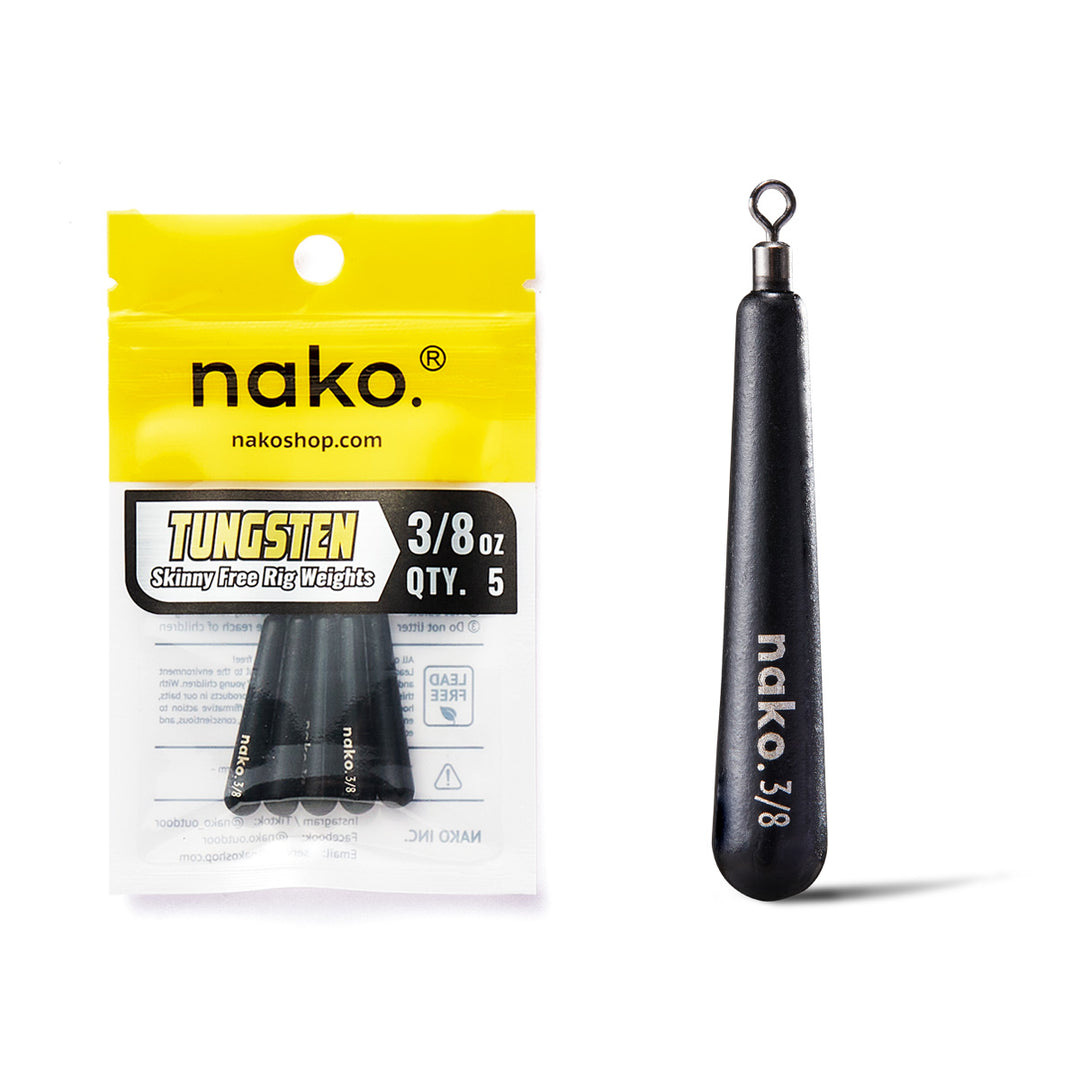 97% Density Tungsten Free Rig Skinny Drop Shot Weights | 5 Pack | Round Eye Free Rig Weights