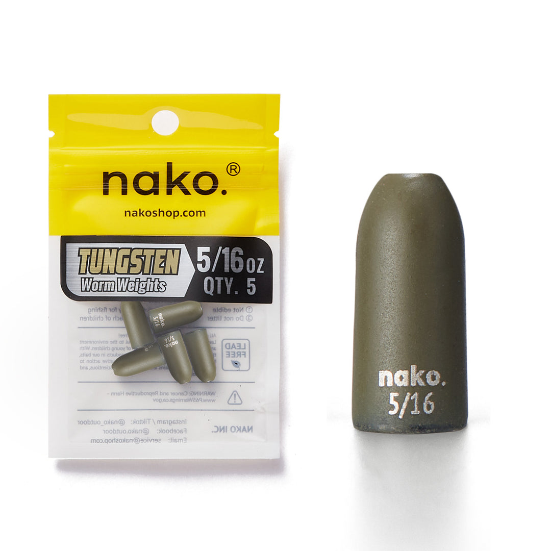200% Sensitive Tungsten Worm Weights | Bullet Weights | 2 Colors 5 Pack