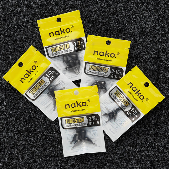 97% Density Tungsten Free Rig Tear Drop Shot Weights | 5 Pack | Round Eye Free Rig Weights