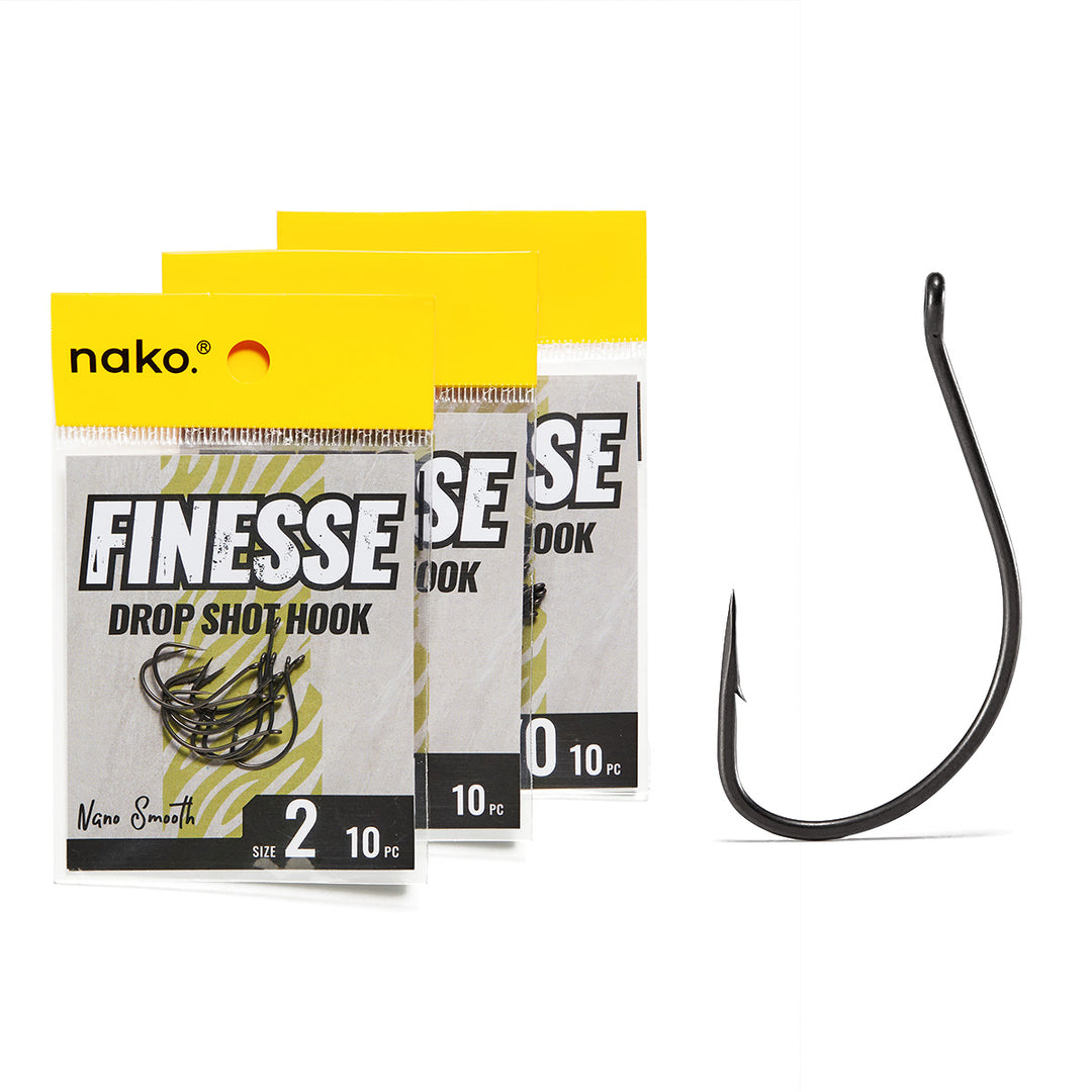 Nako Finesse Drop Shot Hooks | Drop Shot Worm Hooks | 10 Piece | Nano Smooth Coating, #1 - 10 Piece