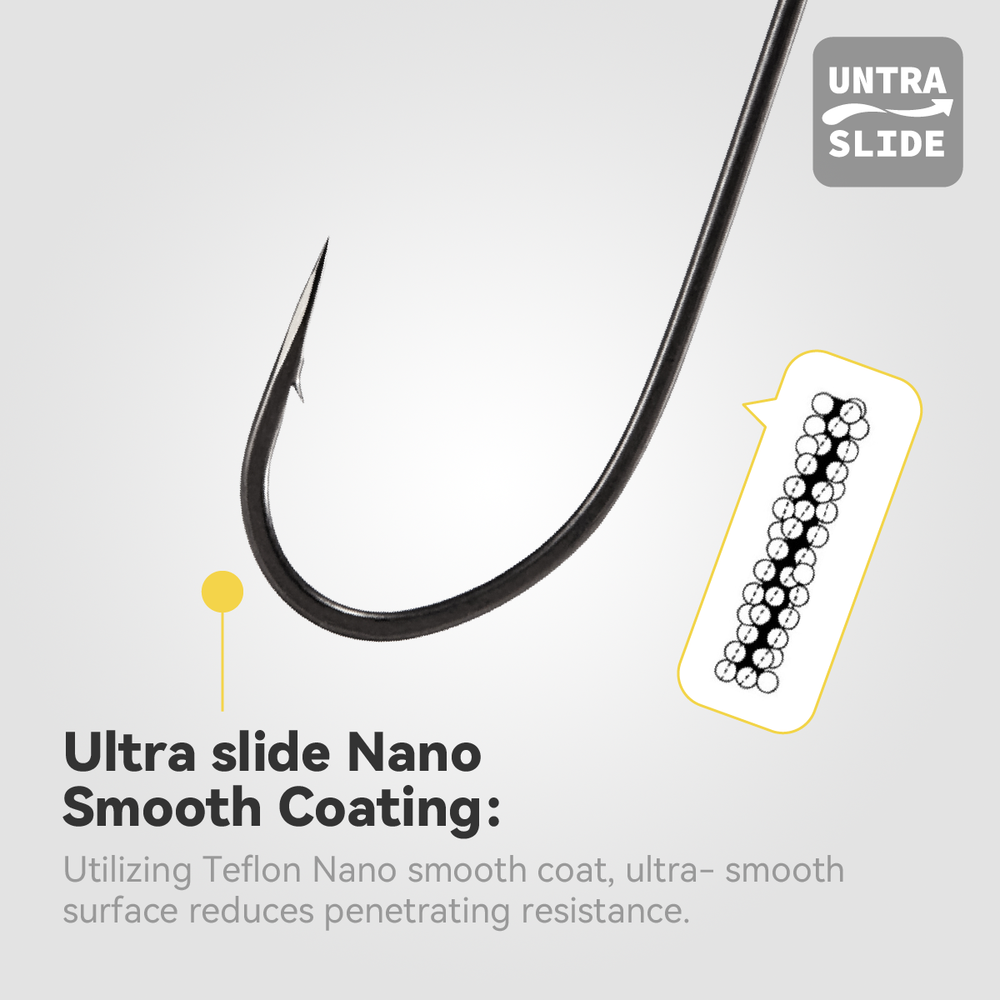 Nako Finesse Offset Worm Hooks | 10 Piece | Nano Smooth Coating