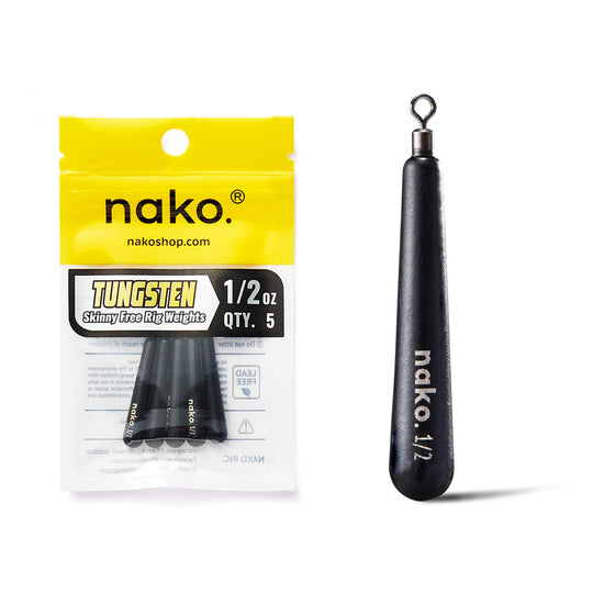 97% Density Tungsten Free Rig Skinny Drop Shot Weights | 5 Pack | Round Eye Free Rig Weights