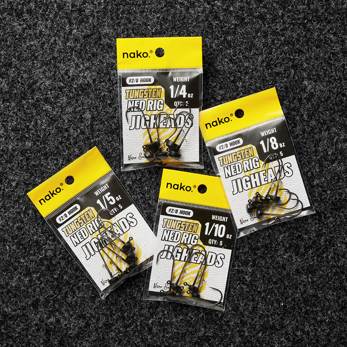 200% Sensitive Tungsten Ned Rig Jig Head 5 Pack – Nako