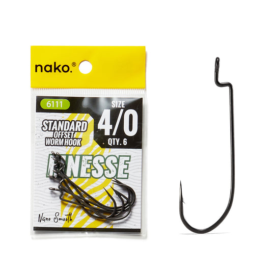 Nako Finesse Standard Offset Worm Hooks | 10 Pack | Nano Smooth Coating