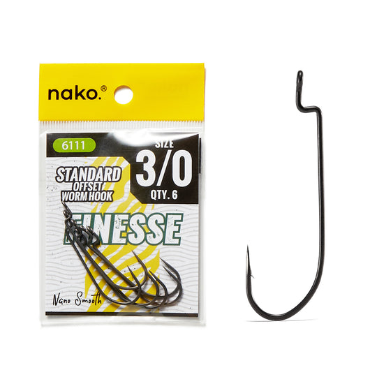 Nako Finesse Standard Offset Worm Hooks | 10 Pack | Nano Smooth Coating