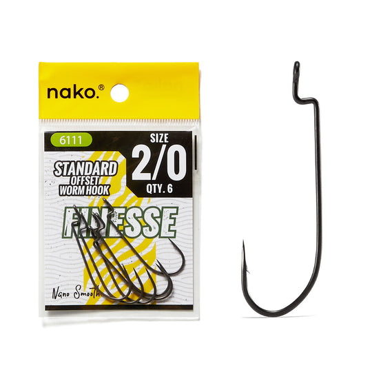 Nako Finesse Standard Offset Worm Hooks | 10 Pack | Nano Smooth Coating