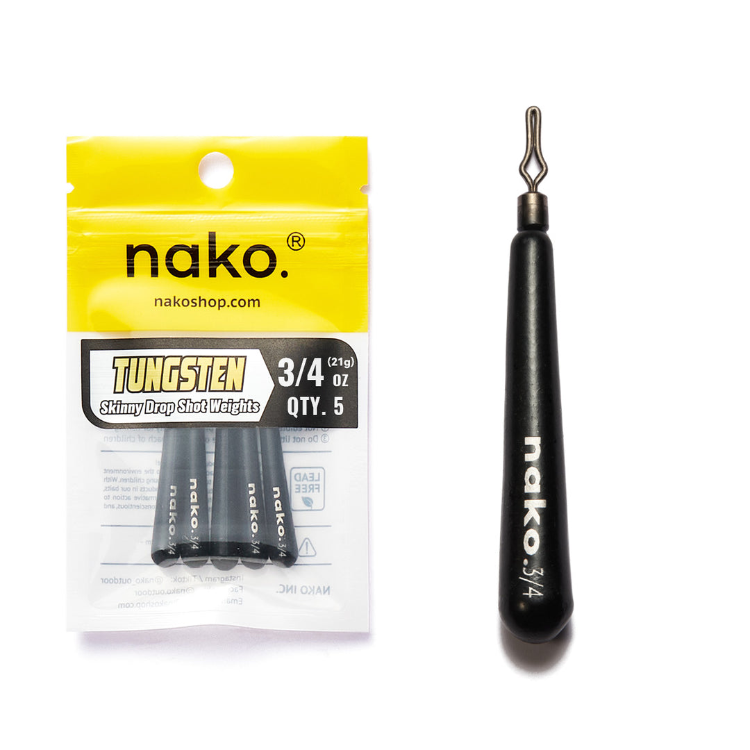97% Density Tungsten Skinny Drop Shot Weights | 5 Pack | Cylinder Drop Shot Weights