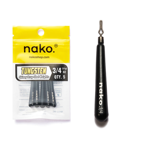 97% Density Tungsten Skinny Drop Shot Weights | 5 Pack | Cylinder Drop Shot Weights