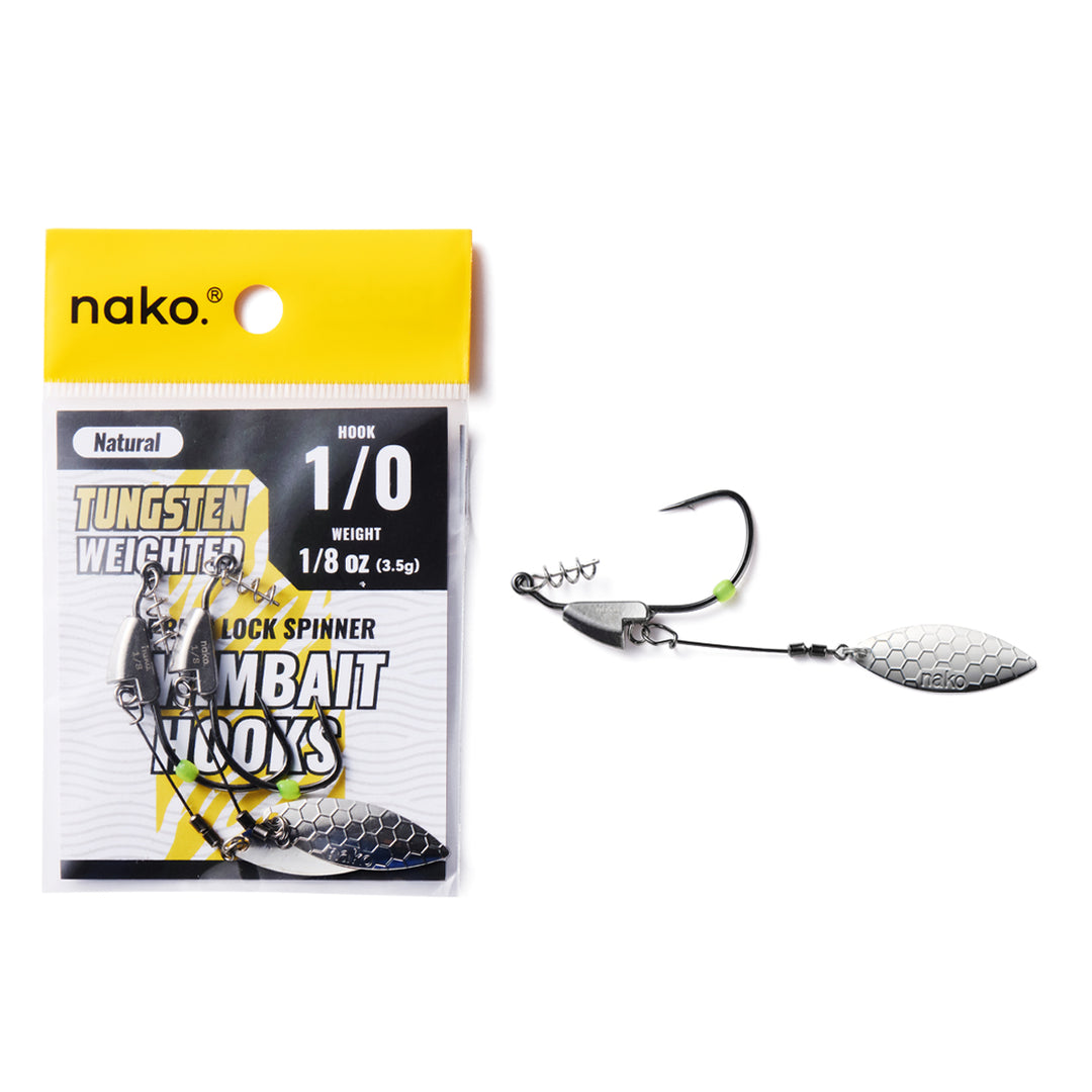Nako Tungsten Weighted Swimbait Hooks Spring Lock Spinner | Underspin ｜2 Pack