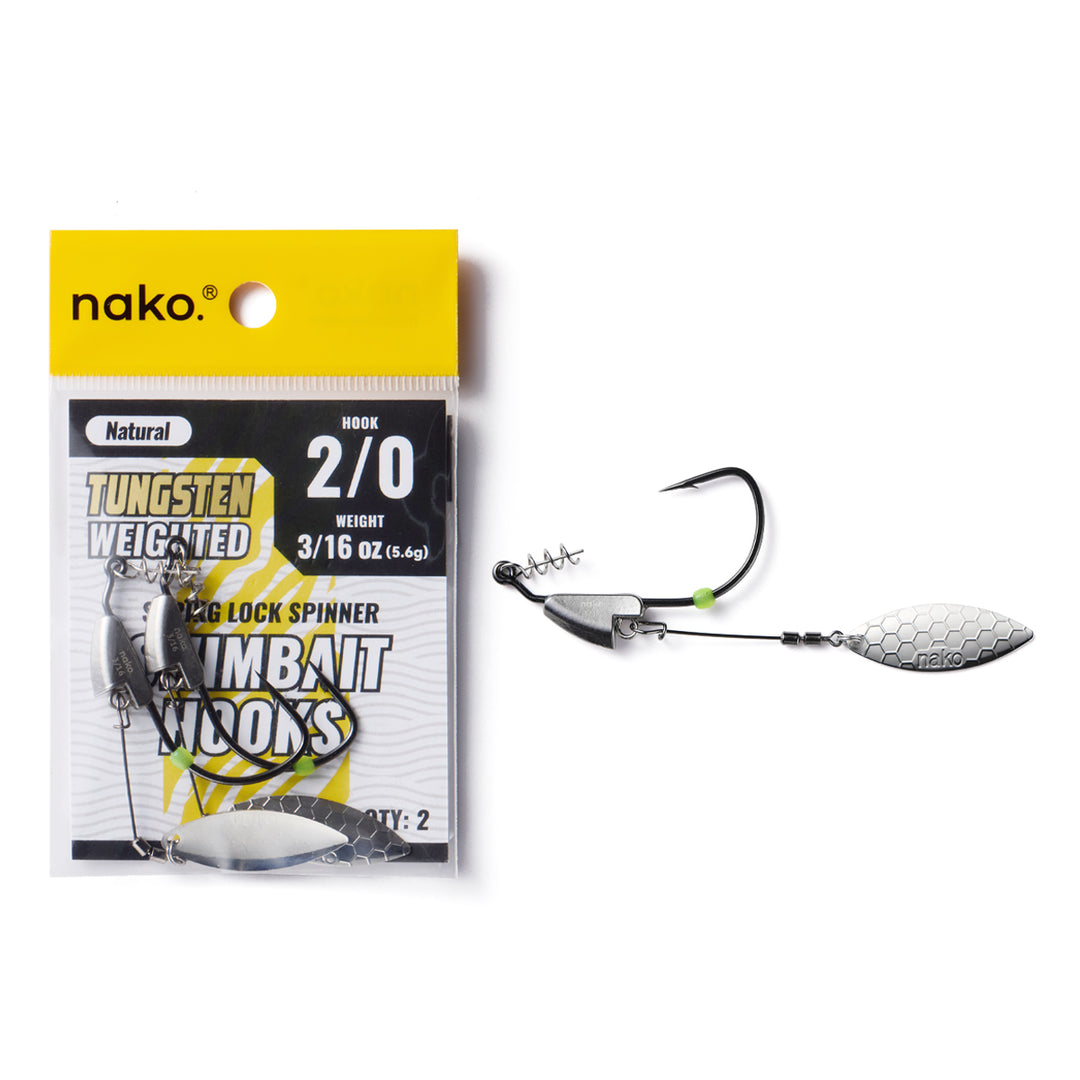 Nako Tungsten Weighted Swimbait Hooks Spring Lock Spinner | Underspin ｜2 Pack