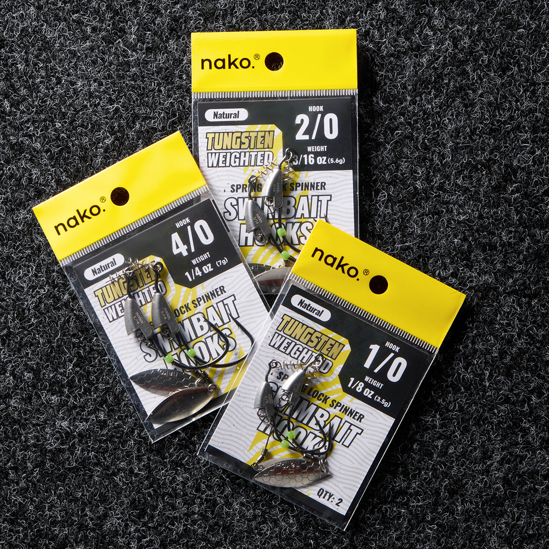 Nako Tungsten Weighted Swimbait Hooks Spring Lock Spinner | Underspin ｜2 Pack