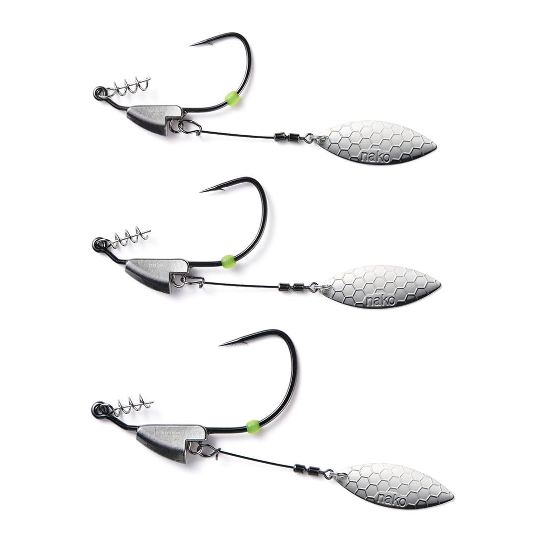 Nako Tungsten Weighted Swimbait Hooks Spring Lock Spinner | Underspin ｜2 Pack