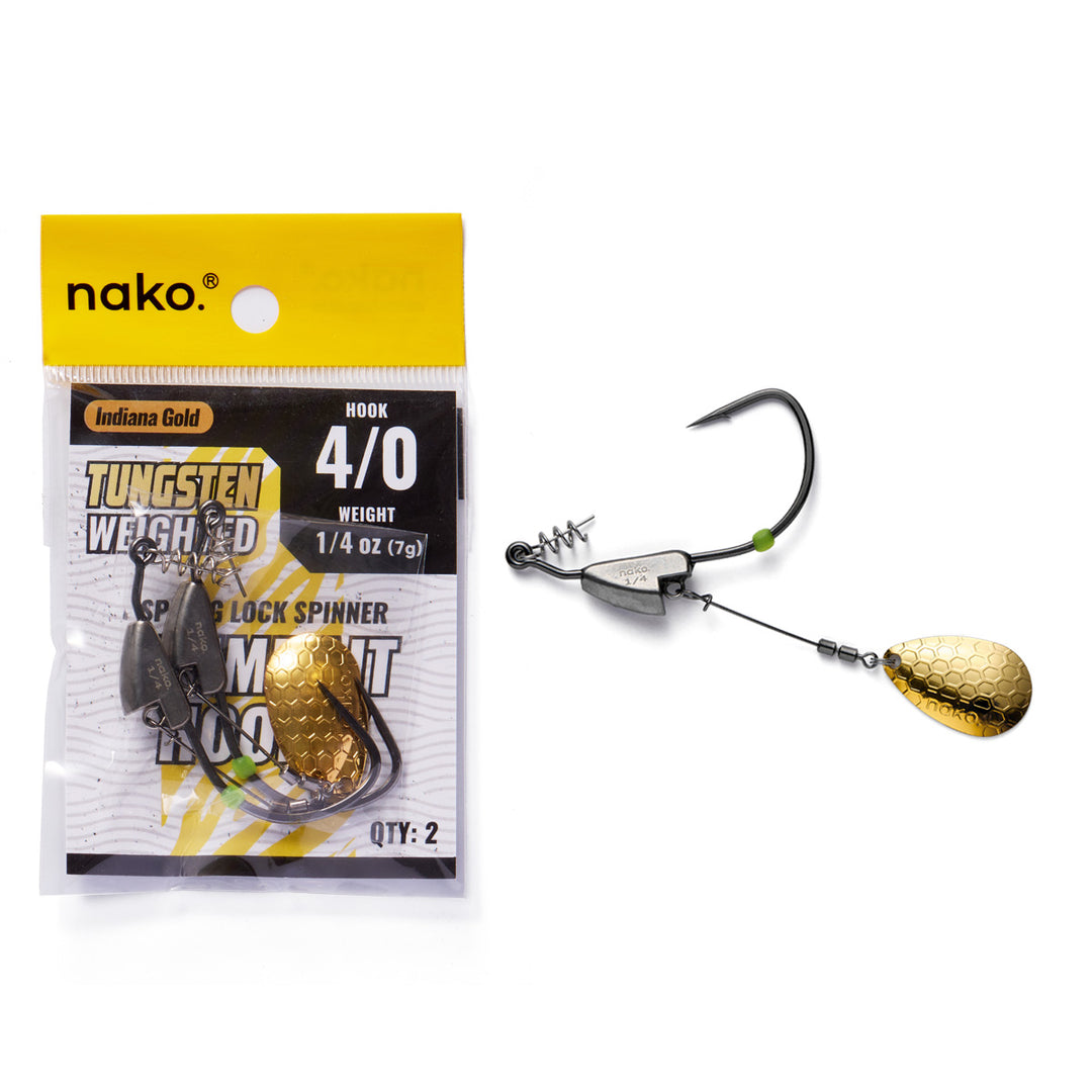 Nako Tungsten Weighted Swimbait Hooks Spring Lock Spinner | Underspin ｜2 Pack